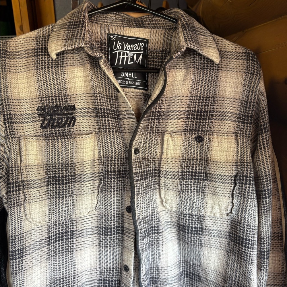 Us Versus Them Plaid Flannel Men's Shirt